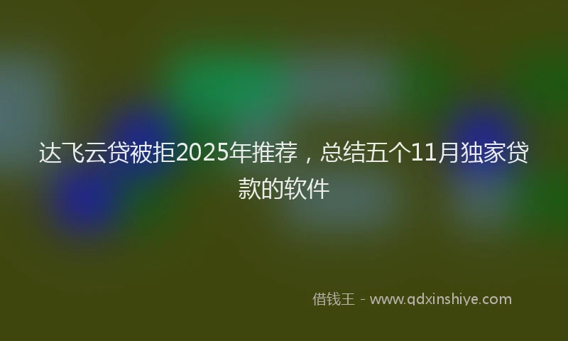 达飞云贷被拒2025年推荐，总结五个11月独家贷款的软件