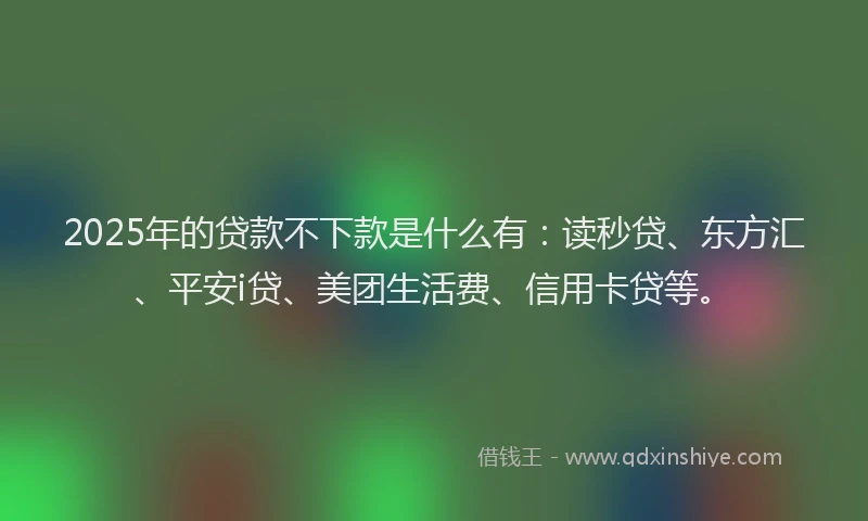 2025年的贷款不下款是什么有：读秒贷、东方汇、平安i贷、美团生活费、信用卡贷等。