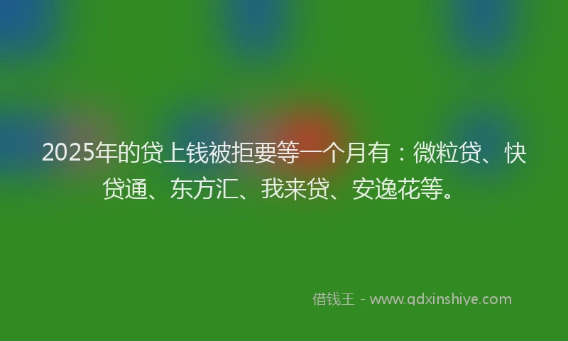 2025年的贷上钱被拒要等一个月有：微粒贷、快贷通、东方汇、我来贷、安逸花等。