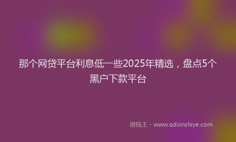 那个网贷平台利息低一些2025年精选，盘点5个黑户下款平台