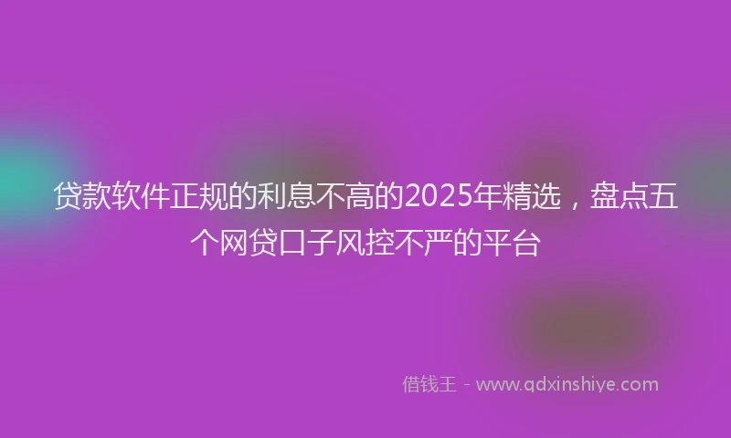 贷款软件正规的利息不高的2025年精选，盘点五个网贷口子风控不严的平台