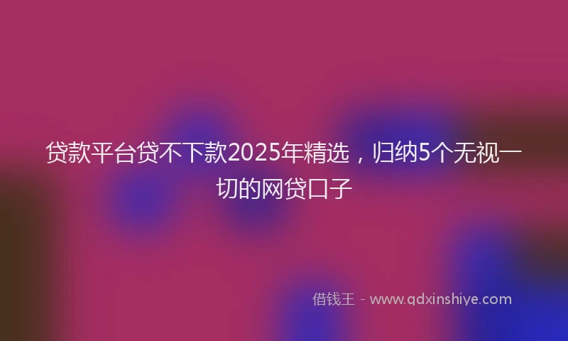 贷款平台贷不下款2025年精选，归纳5个无视一切的网贷口子