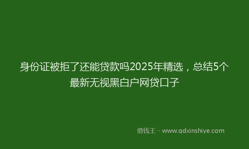 身份证被拒了还能贷款吗2025年精选，总结5个最新无视黑白户网贷口子