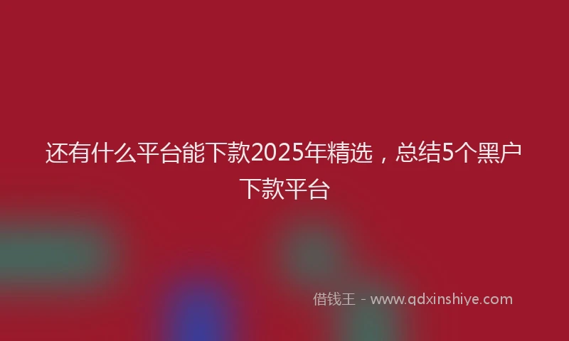 还有什么平台能下款2025年精选，总结5个黑户下款平台