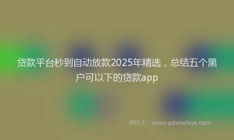 贷款平台秒到自动放款2025年精选，总结五个黑户可以下的贷款app