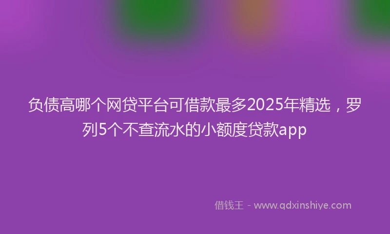 负债高哪个网贷平台可借款最多2025年精选，罗列5个不查流水的小额度贷款app