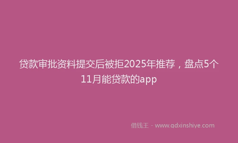 贷款审批资料提交后被拒2025年推荐，盘点5个11月能贷款的app