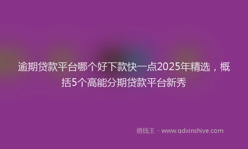 逾期贷款平台哪个好下款快一点2025年精选，概括5个高能分期贷款平台新秀