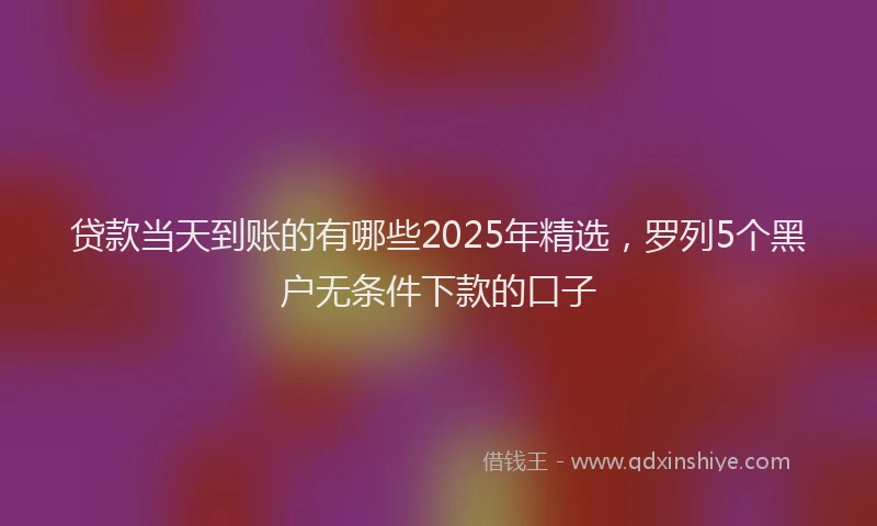 贷款当天到账的有哪些2025年精选，罗列5个黑户无条件下款的口子