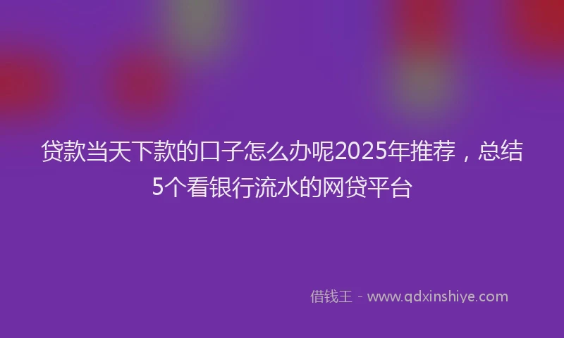 贷款当天下款的口子怎么办呢2025年推荐，总结5个看银行流水的网贷平台