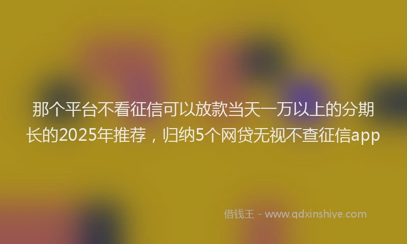 那个平台不看征信可以放款当天一万以上的分期长的2025年推荐，归纳5个网贷无视不查征信app