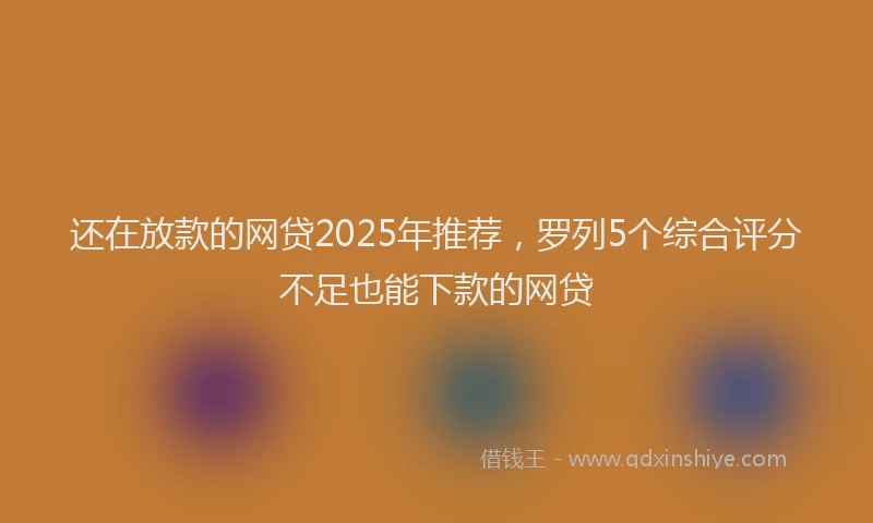 还在放款的网贷2025年推荐，罗列5个综合评分不足也能下款的网贷