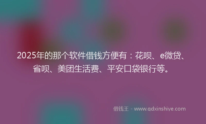 2025年的那个软件借钱方便有：花呗、e微贷、省呗、美团生活费、平安口袋银行等。