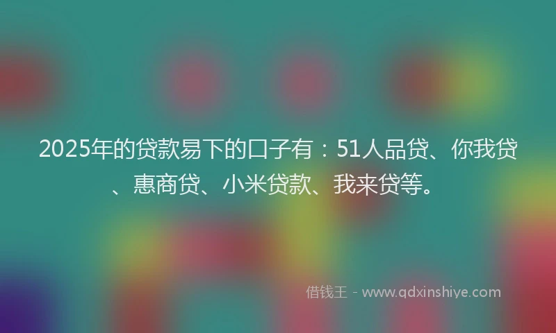 2025年的贷款易下的口子有：51人品贷、你我贷、惠商贷、小米贷款、我来贷等。