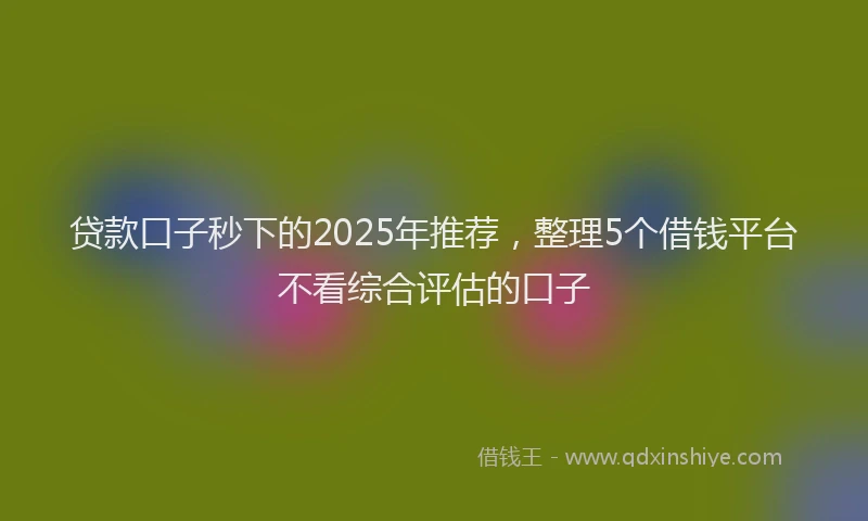 贷款口子秒下的2025年推荐，整理5个借钱平台不看综合评估的口子