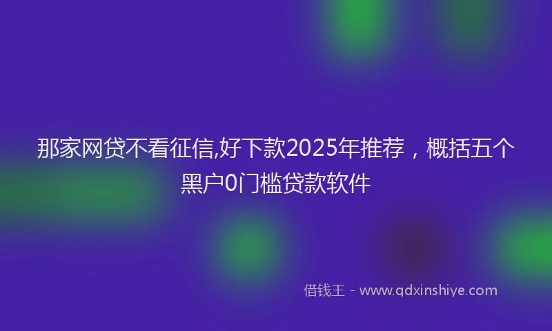 那家网贷不看征信,好下款2025年推荐，概括五个黑户0门槛贷款软件