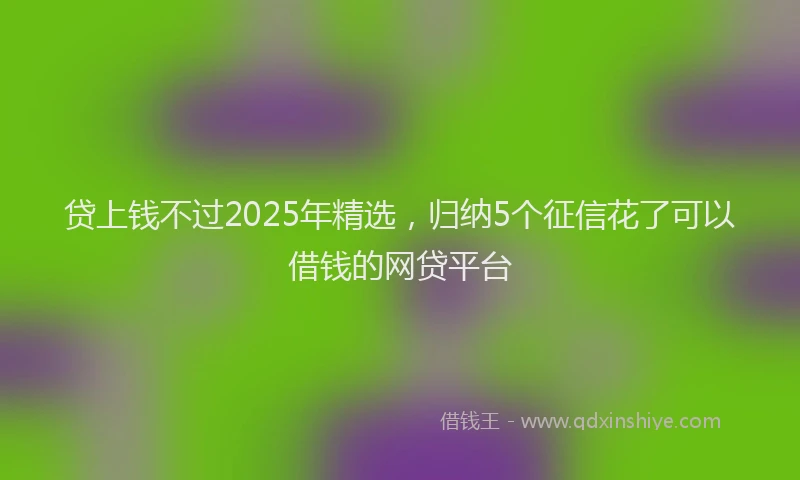贷上钱不过2025年精选，归纳5个征信花了可以借钱的网贷平台