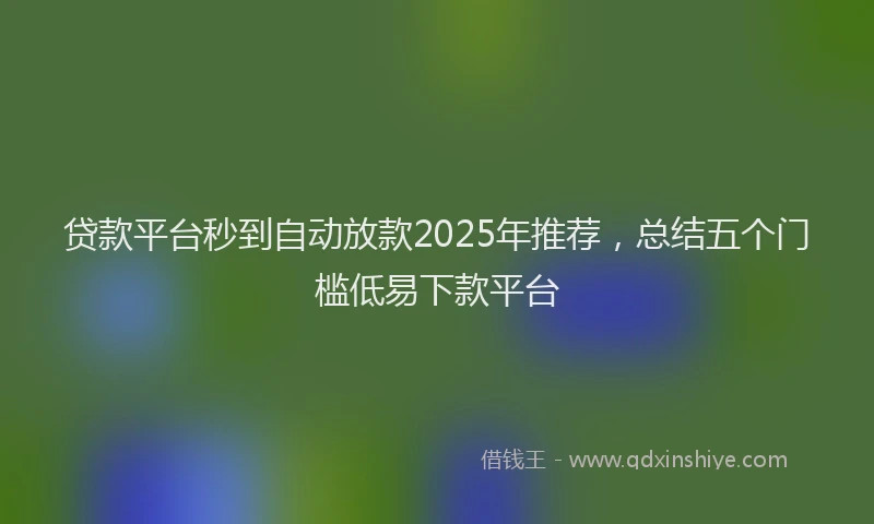 贷款平台秒到自动放款2025年推荐，总结五个门槛低易下款平台