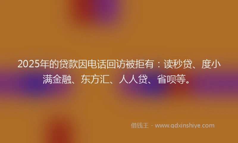 2025年的贷款因电话回访被拒有：读秒贷、度小满金融、东方汇、人人贷、省呗等。