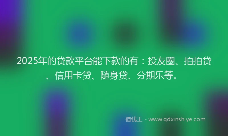 2025年的贷款平台能下款的有：投友圈、拍拍贷、信用卡贷、随身贷、分期乐等。