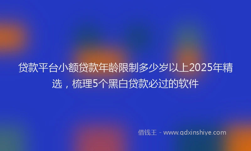 贷款平台小额贷款年龄限制多少岁以上2025年精选，梳理5个黑白贷款必过的软件