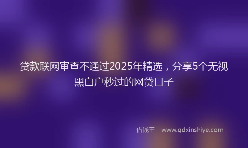 贷款联网审查不通过2025年精选，分享5个无视黑白户秒过的网贷口子