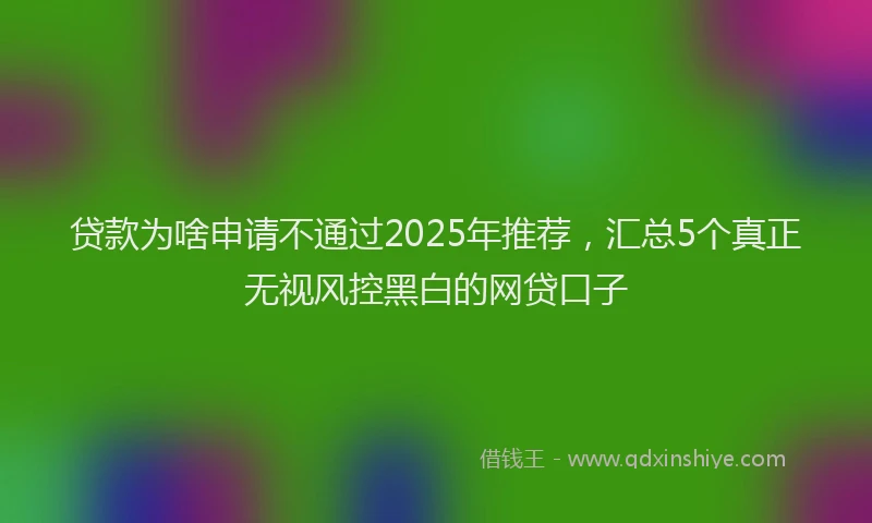 贷款为啥申请不通过2025年推荐，汇总5个真正无视风控黑白的网贷口子