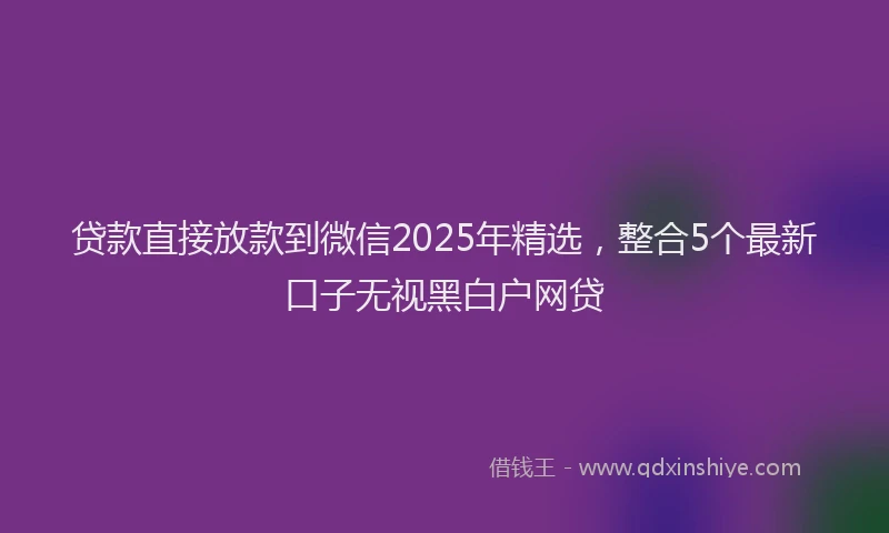 贷款直接放款到微信2025年精选，整合5个最新口子无视黑白户网贷