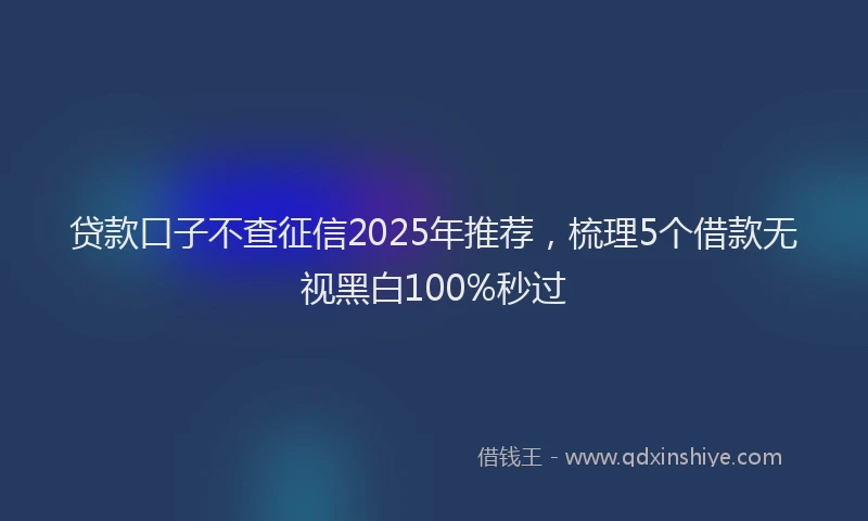 贷款口子不查征信2025年推荐，梳理5个借款无视黑白100%秒过