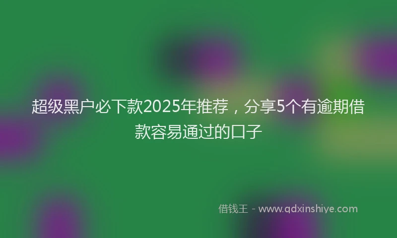 超级黑户必下款2025年推荐，分享5个有逾期借款容易通过的口子