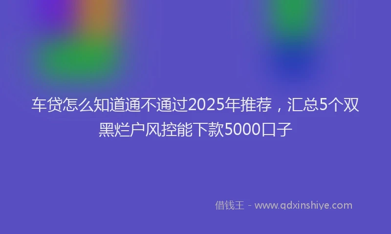 车贷怎么知道通不通过2025年推荐，汇总5个双黑烂户风控能下款5000口子