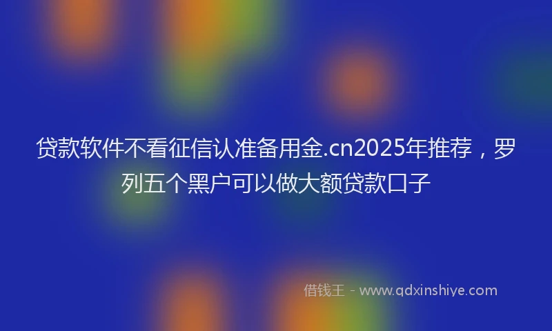 贷款软件不看征信认准备用金.cn2025年推荐，罗列五个黑户可以做大额贷款口子