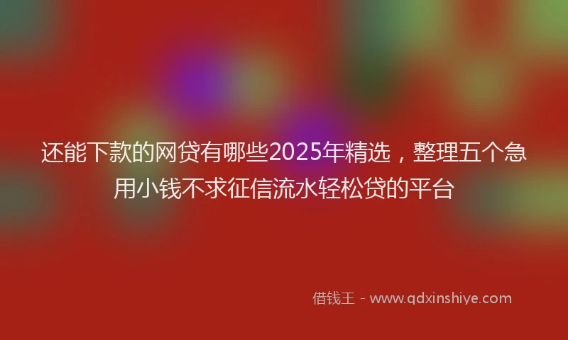 还能下款的网贷有哪些2025年精选，整理五个急用小钱不求征信流水轻松贷的平台