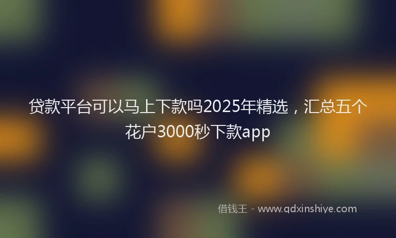 贷款平台可以马上下款吗2025年精选，汇总五个花户3000秒下款app