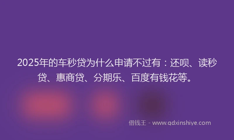 2025年的车秒贷为什么申请不过有：还呗、读秒贷、惠商贷、分期乐、百度有钱花等。