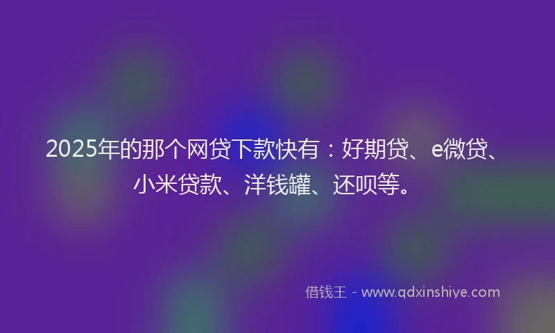 2025年的那个网贷下款快有：好期贷、e微贷、小米贷款、洋钱罐、还呗等。