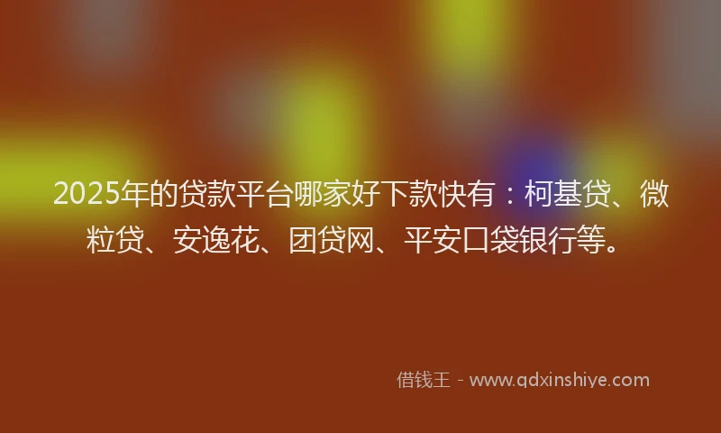2025年的贷款平台哪家好下款快有：柯基贷、微粒贷、安逸花、团贷网、平安口袋银行等。