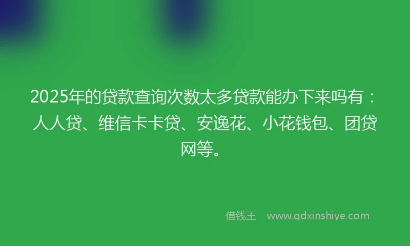 2025年的贷款查询次数太多贷款能办下来吗有：人人贷、维信卡卡贷、安逸花、小花钱包、团贷网等。