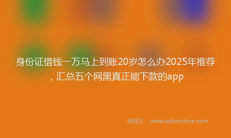 身份证借钱一万马上到账20岁怎么办2025年推荐，汇总五个网黑真正能下款的app