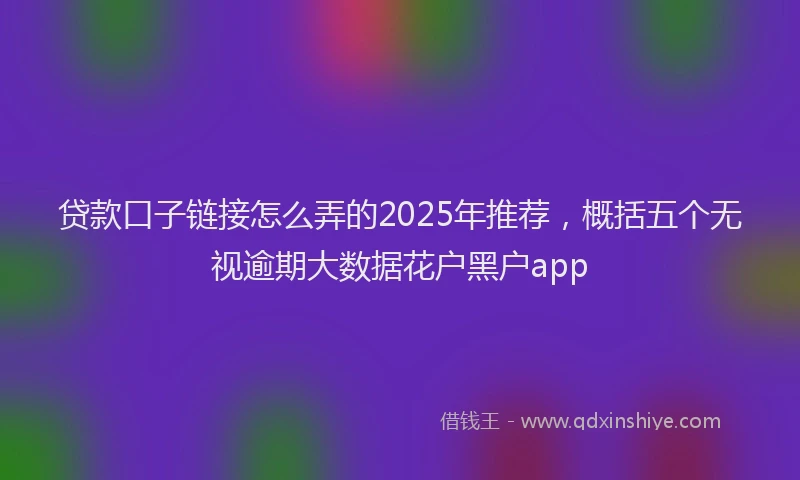 贷款口子链接怎么弄的2025年推荐，概括五个无视逾期大数据花户黑户app