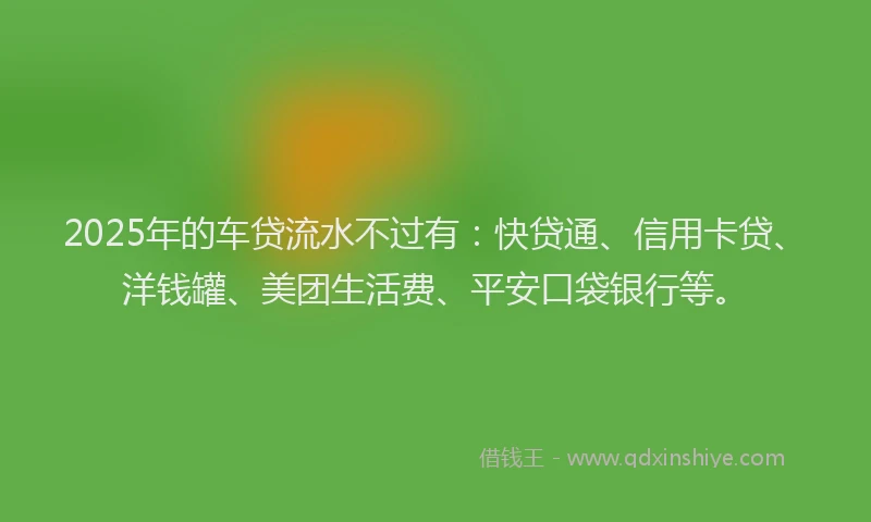 2025年的车贷流水不过有：快贷通、信用卡贷、洋钱罐、美团生活费、平安口袋银行等。