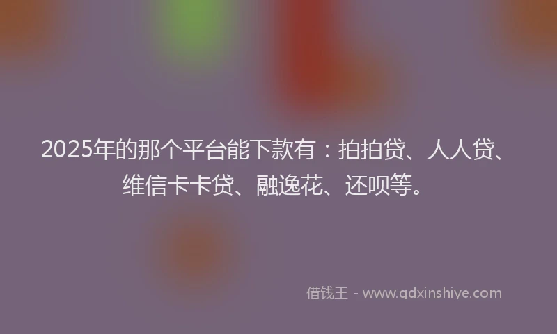 2025年的那个平台能下款有：拍拍贷、人人贷、维信卡卡贷、融逸花、还呗等。