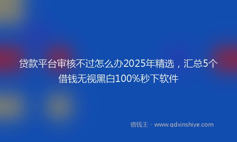 贷款平台审核不过怎么办2025年精选，汇总5个借钱无视黑白100%秒下软件