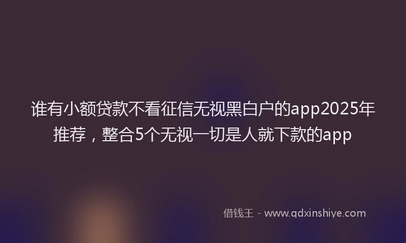 谁有小额贷款不看征信无视黑白户的app2025年推荐，整合5个无视一切是人就下款的app