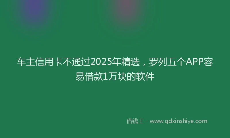 车主信用卡不通过2025年精选，罗列五个APP容易借款1万块的软件