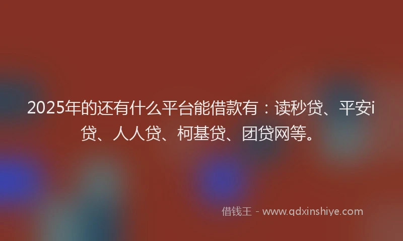 2025年的还有什么平台能借款有：读秒贷、平安i贷、人人贷、柯基贷、团贷网等。