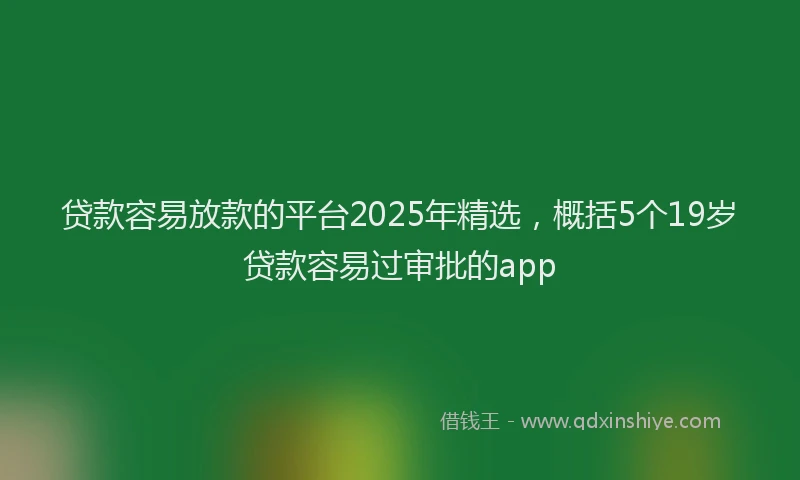 贷款容易放款的平台2025年精选，概括5个19岁贷款容易过审批的app