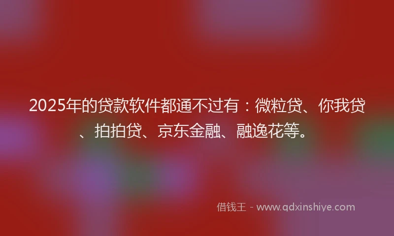2025年的贷款软件都通不过有：微粒贷、你我贷、拍拍贷、京东金融、融逸花等。