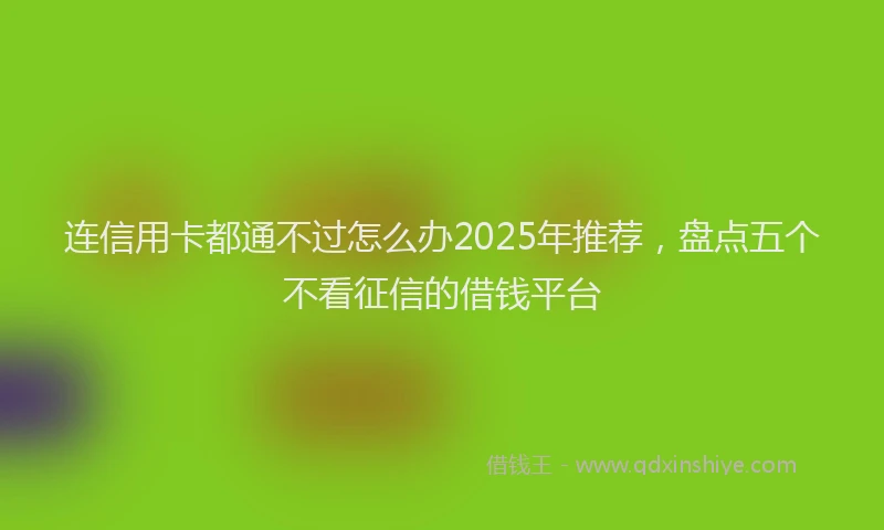 连信用卡都通不过怎么办2025年推荐，盘点五个不看征信的借钱平台