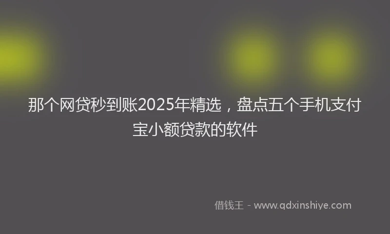 那个网贷秒到账2025年精选，盘点五个手机支付宝小额贷款的软件